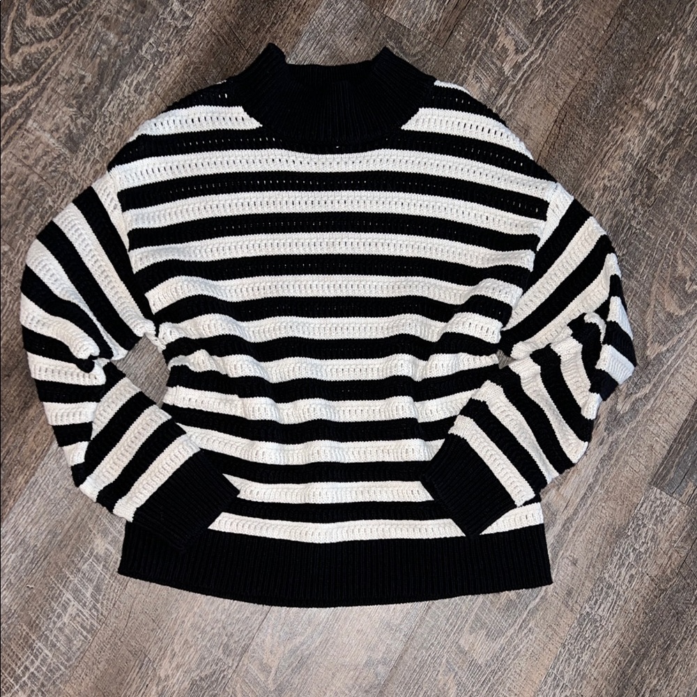 Black and White Striped Women's Sweater